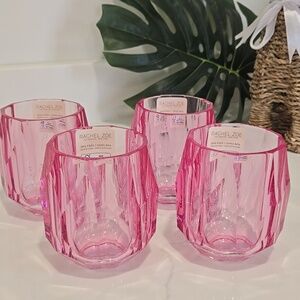 Pink Acrylic Crystal Cut Cups Rachel Zoe Set of 4 NEW